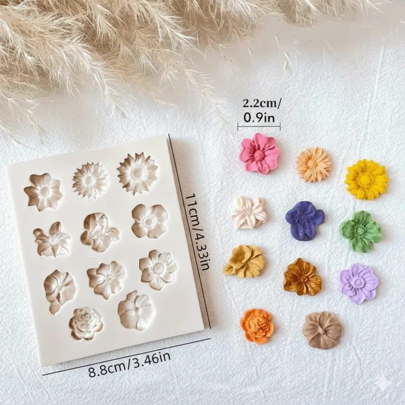 Sunflower & Daisy Silicone Fondant Mold - 3D Floral Cake Decorating Tool