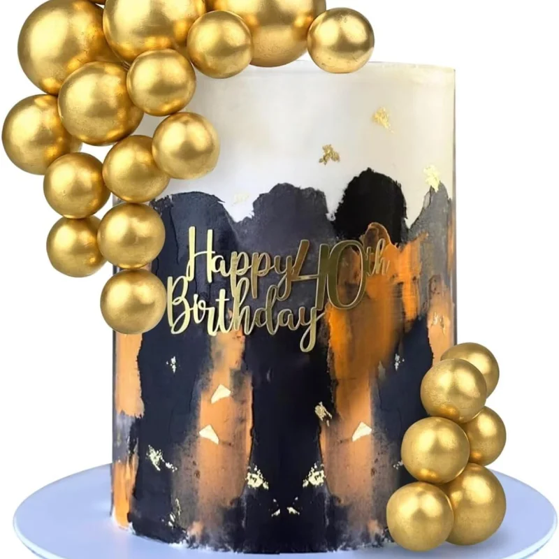 Faux Ball Cake Topper for Cake Decoration (20 Pcs) (golden)