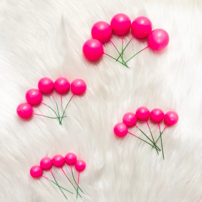 Faux Ball Cake Topper for Cake Decoration (20 Pcs) (red,black,dark blue,yellow & purple)
