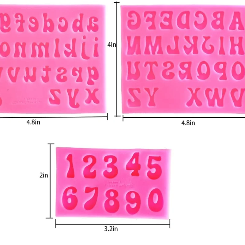 Silicone Fondant Mold Chocolate Molds, 0-9 Number and capital & small 26 Letters Silicone Molds for Cake/Cupcake Topper Cookies Desserts Decoration(3 pack)