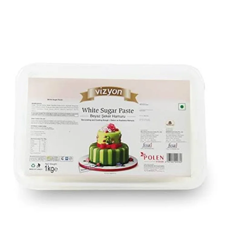 Vizyon Fondant Sugar Paste 1kg – Red, Black, Pink, Green, Purple, Yellow, White – Ready to Roll Cake Icing- Typically up to 600 days / 24 months stored in a cool, dry place .